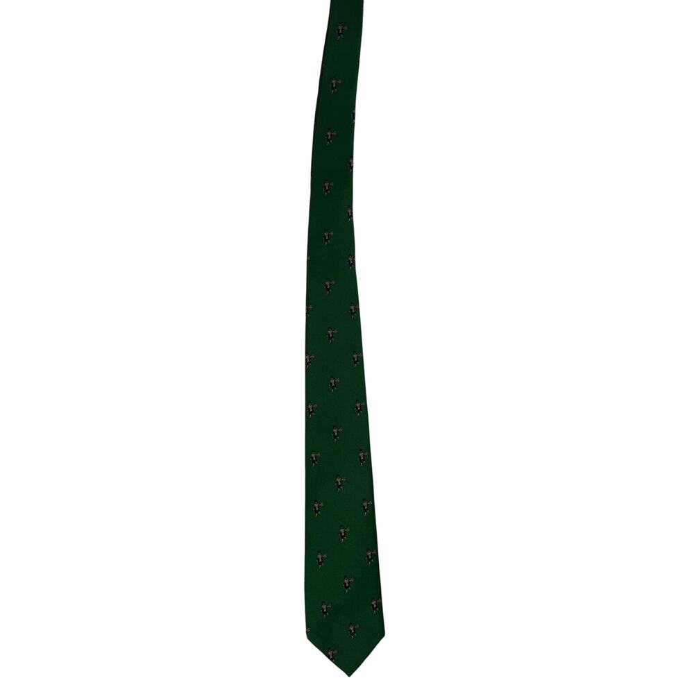 Vintage 90s Robert Talbott Nordstrom Leprechaun Silk Tie Green Novelty Necktie